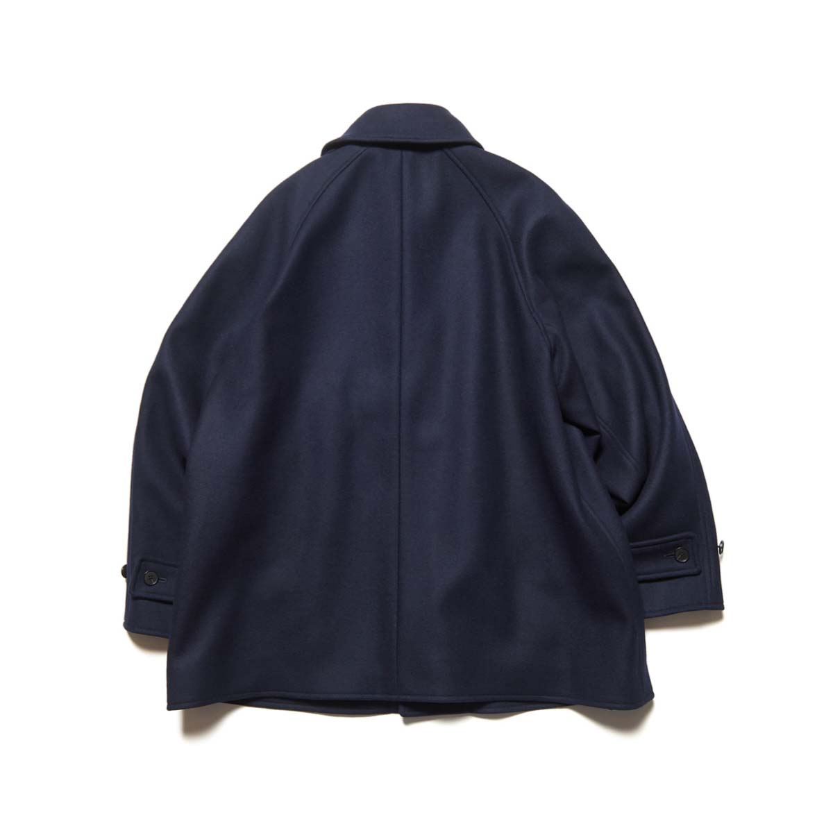 SOPHNET.  / WOOL MELTON SHORT OVERCOAT (Navy) 背面